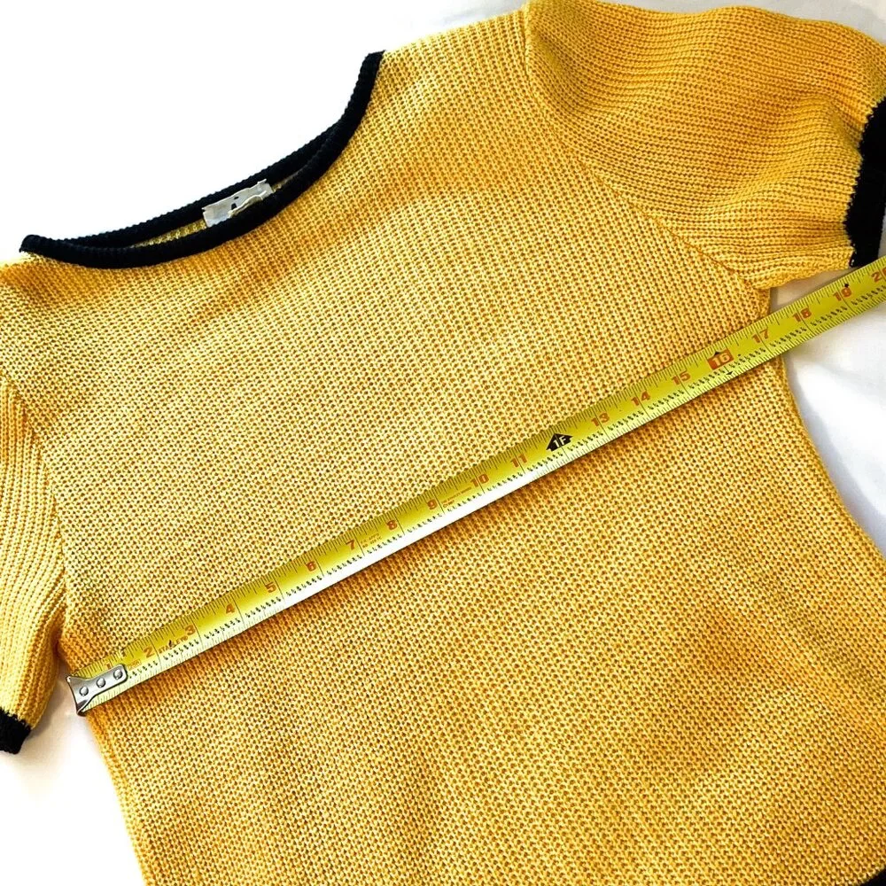 Vintage 60s Ami Yellow Black Knit Skirt Set